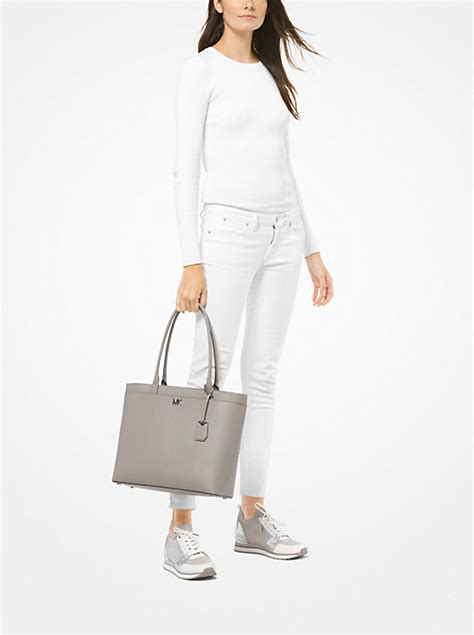 michael michael kors maddie large leather tote|Michael Kors Maddie Crossgrain Leather Tote .